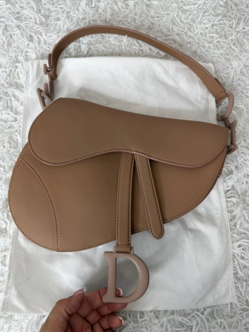 CHRISTIAN DIOR Ultra Matte Calfskin Saddle Bag in Blush